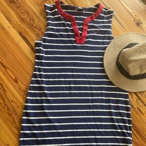 Nautical sleeveless shirt dress
